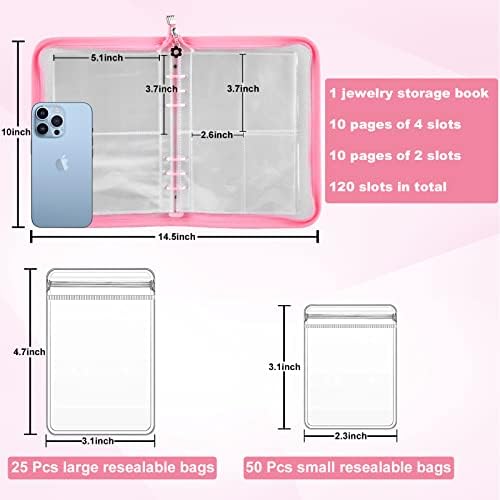 Travel Jewelry Organizer Transparent Jewelry Storage Book Set Pink - Image 2