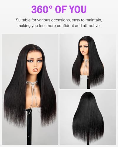 Glueless 6x6 Lace Closure Wigs Human Hair Straight 20 Inch - Image 6