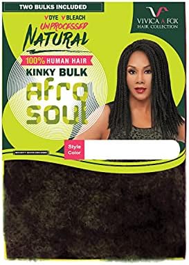 Vivica A Fox Hair Collection HKBK16-N 100% Unprocessed Natural Human Hair Afro Curl Kinky Bulk Extension, Natural, 5.8 Ounce by VivicaAFoxHairCollection