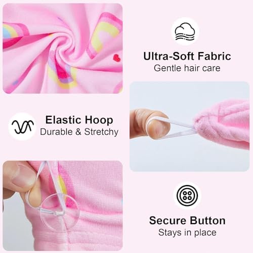 Microfiber Hair Towel Wrap for Kids Girls, Quick Dry Towel, 2 Pack - Image 3
