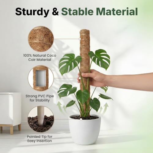 2 Pack 16" Moss Pole Monstera Plant Support - Stackable up to 26.5" - Image 4
