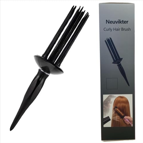Curly Hair Brush with 17 Teeth, Curl Defining Brush, Curling Roll Comb, Perfect for Hair Salon and Home Use (Black) by Neuvikter