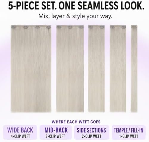 LaaVoo Human Hair Clip In Extensions, for daily use, 12 Inch 5Pcs 80g - Image 5