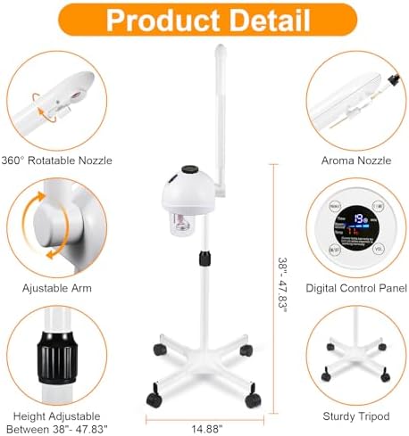 Professional Facial Steamer, Vaporizador Facial with Steam Adjustable & Timer, Movable Arm, Preheating Esthetician Steamer, Home Beauty Salon SPA - Image 2