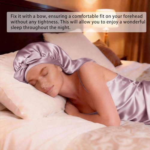 Womens 2Pcs Silk Satin Bonnet Long Hair Bonnets For Sleeping Silky Bonnet With Eye Mask Braids Curly Hairs Sleep Cap - Image 2