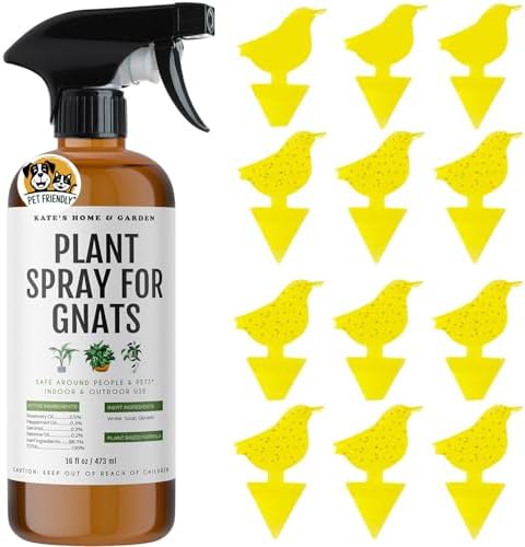 Kate's Home & Garden Plant Spray for Insects & Gnats, 12 Sticky Traps, 16oz by KatesHomeGarden