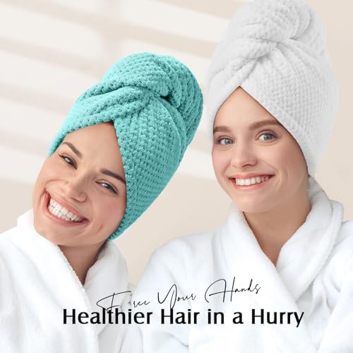 YFONG 2 Pack Large Microfiber Hair Towel Wrap for Women, Quick Dry Turban - Image 7