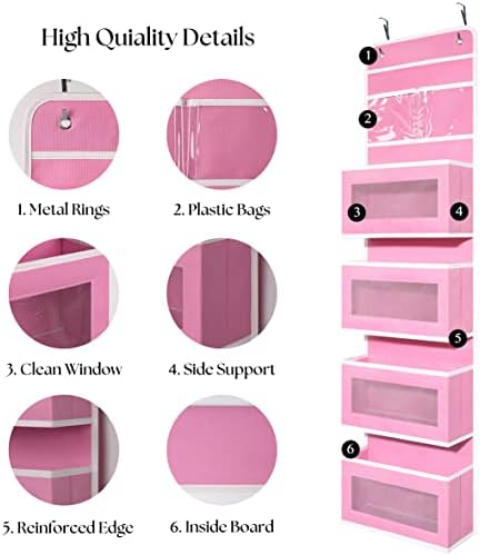 GCreation Over Door Organizer for Bedroom Bathroom Pantry, 5 Shelf Pink - Image 3