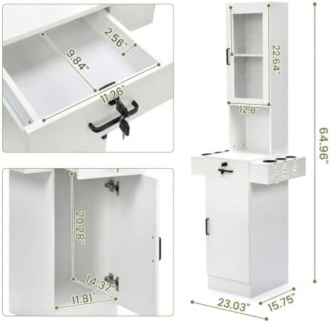 RESHABLE Salon Station for Hair Stylist,Hair Styling Storage Cabinet,White - Image 2