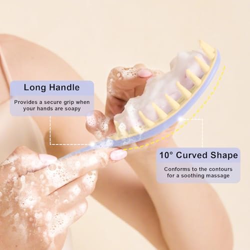 RHOS Scalp Massager Shampoo Brush, Scalp Brush with Handle (Puple) - Image 4