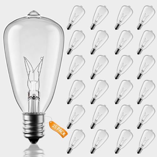 25 Pack Edison Light Bulbs, 5 Watts E12 Candelabra Base ST35 Edison Replacement Bulbs, Bistro Light Bulbs Incandescent for Outdoor Patio, Vintage Light Bulb Warm White by Pallerina