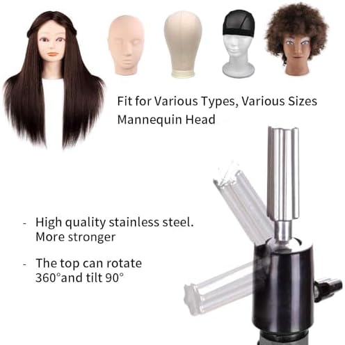 ZQIAN BEAUTY 55 Inch Heavy-duty Wig Head Stand, Adjustable Metal Mannequin Head Stand Tripod For Hairdressing Training Head, Wig Stand Tripod with Tool Tray (Black, Mannequin Head Not Included) - Image 5
