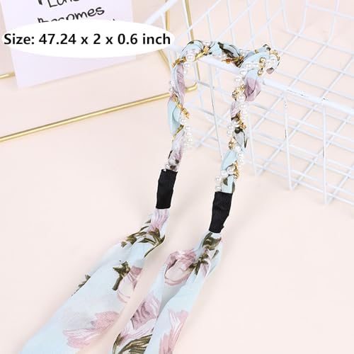 2Pcs+1 Retractable Pocket Headband, Vintage floral Hairband for a variety of hair accessories + Portable Adjustable Hair Hoop with Plastic Storage Bag for Washing Makeup Travel Outdoor-Green - Image 2
