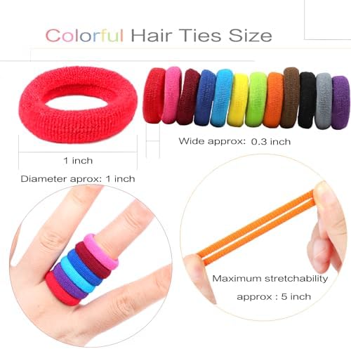 120 Pcs Baby Hair Ties, Cotton Toddler Hair Ties for Girls and Kids, Multicolor Small Seamless Hair Bands Elastic Ponytail Holders,Bright Color - Image 2