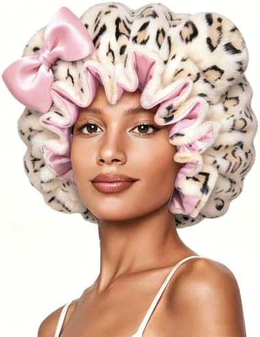Plush Satin Bonnet for Sleeping with Bow, Cozy Winter Bonnet by Vettres
