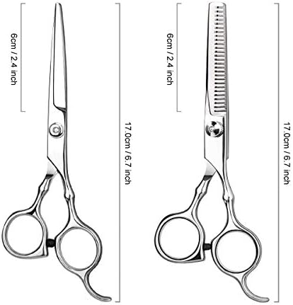 Hair Cutting Scissors Professional Home Haircutting Barber/Salon Thinning Shears Kit with Comb and Case for Men/Women (Silver) - Image 5