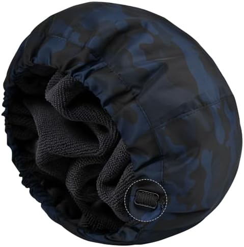 Shower Cap for Men Blue Camouflage Bath Cap, Reversible Large Waterproof Adjustable Shower Caps Terry Lining & Elastic Band Stretch Hem Hair Hat by AILEAM