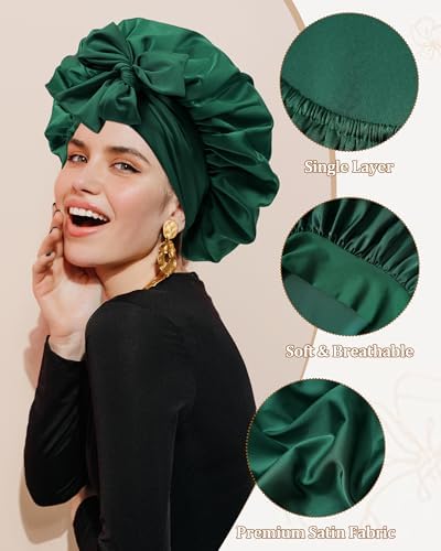Satin Bonnet for Sleeping Women Silk Sleep Bonnet for Curly Hair Wrap with Elastic Tie Band Night Cap - Image 3