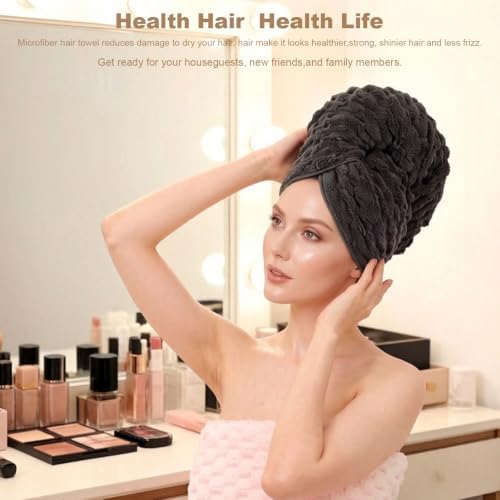 Super Soft Microfiber Hair Towels 2-Pack Lage Size (24x42 inch) for Women - Image 2