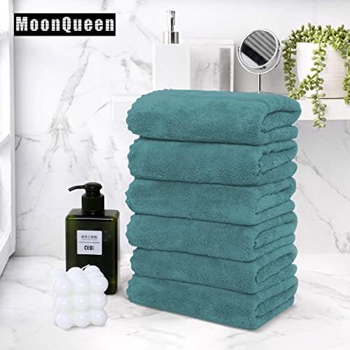 MOONQUEEN 6 Pack Premium Hand Towels - Quick Drying - Microfiber Coral Velvet Highly Absorbent Towels - Multipurpose Use as Hotel, Bathroom, Shower, Spa, Hand Towel 16 x 28 inches (Teal) - Image 5