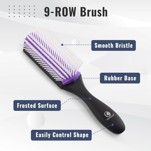 BRUSHZOO Detangling Hair Brush for Curly Hair, Hair Brushes for Women Men Kids Blowdrying Styling, Detangler Brush for Wet Dry Thick Wavy Hair - Image 2