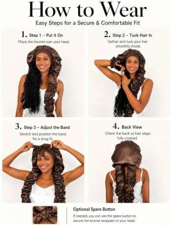 Double Layer Slik Like Satin Bonnet, 33-43" XXL Bonnet for Braids Long Hair - Image 5