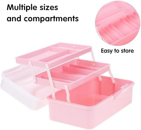 Hair Accessories Box,3-Layer Craft Tackle Art Tool Organizer Dusty Pink - Image 4