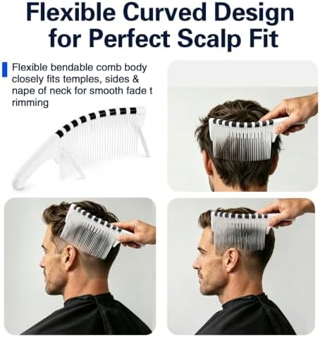 Bendable Hair Cutting Guide Comb for Men, Flexible Fade Guide with Detachable Positioning Support Feet, Professional Barber & DIY Home Haircut Tool for Clippers and Scissors - Image 2