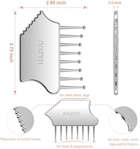 Portable Stainless Steel Scalp Massager - Guasha Scraping Tool for Head, Neck, Shoulders, Legs & Arms - Ideal for Soothing Relief (Comb Shape) - Image 2