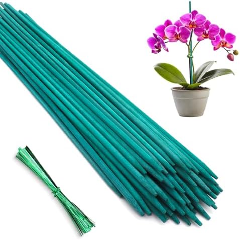 Bamboo Plant Stakes 50PCS,18IN Natural Bamboo Stakes Garden StakesWith Ties by HAINANSTRY