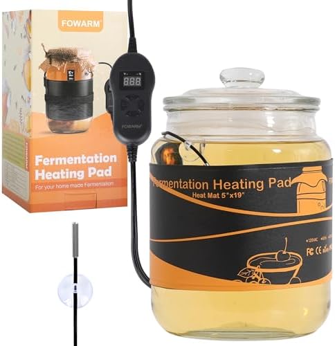 5''x19'' Kombucha Heating Wrap with Digital Thermostat, Adjustable Fermentation Heater Belt for 1Gallon Jars & Carboys, Precise Temperature Control Heated Pad for Beer, Wine & Mead Brewing by Unknown