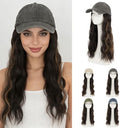 Rich Choices Hat Wigs for Women,Dark Gray Baseball Cap with Hair Extensions for Women,Caps with Wavy Curly Long Hair Attached Adjustable Baseball Cap Wig 18 Inch Highlighted Dark Brown Hair by RichChoices