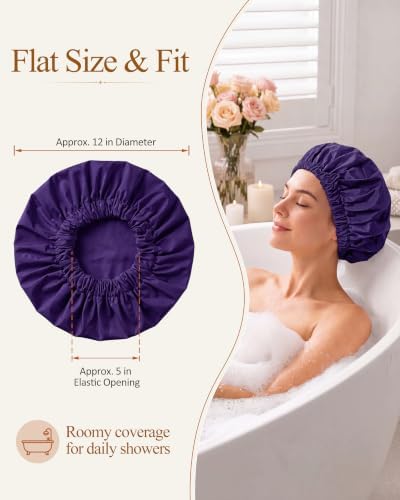 Edoneery Shower Caps for Women Reusable Waterproof, Shower Hair Cap - Image 7