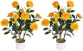 2 Pack Artificial Camellia Tree with White Pot, 24" Faux Potted Plants for Indoor Outdoor Decor, Tall Silk Greenery Plant for Home Office Living Room Balcony, Orange by Jcezvnt