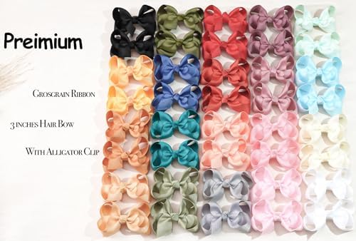CÉLLOT 40Pcs 3 inch Hair Bows for Girls Grosgrain Ribbon Toddler Back to School Hair Accessories with Alligator Clips for Baby Girls Kids - Image 2