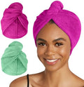 Turbie Twist Microfiber Hair Towel, Kelly Green & Wild Aster (2 Pack) by TurbieTwist