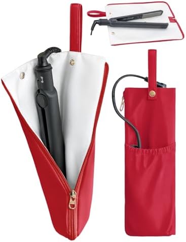 Lifeplus Holder & Mat for Hot Tools, Curling Iron Flat Iron Heat Resistant Hair Tools Travel Bag - Ideal for Home, Travel, Red by Unknown