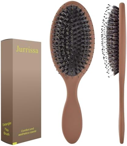 Boar Bristles Hair Brush for Women and Men, Detangling Hair Brush for Smoothing Massage Add Shine, Nylon&Boar Bristles Detangler brush for Hair Healthy (1 Pack-Mocha) by aestheticspracticality