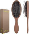 Boar Bristles Hair Brush for Women and Men, Detangling Hair Brush for Smoothing Massage Add Shine, Nylon&Boar Bristles Detangler brush for Hair Healthy (1 Pack-Mocha) by aestheticspracticality