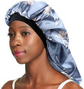 Large Braids Satin Bonnet Jumbo Sleep Cap Light Blue by Awefeel
