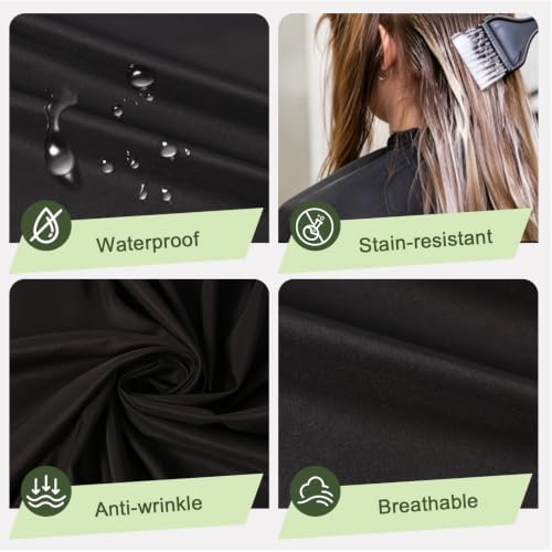 Professional Hair Cutting Cape with Neck Duster Brush, Large Size Salon Barber Cape for Men, Women and Kids(Black) - Image 2
