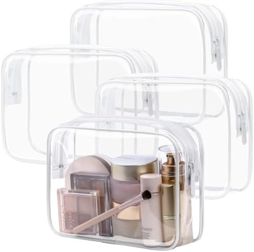 PACKISM TSA Approved Toiletry Bag - Clear Makeup Bag Travel, 4 Medium White by Packism