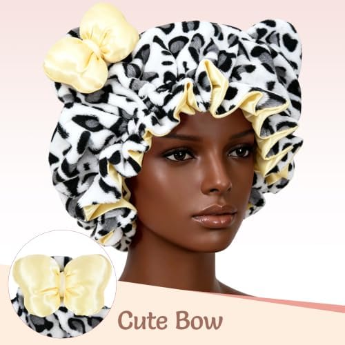 Cute Bear Ears Bow Bonnet Adjustable Sleep Cap Women Large - Image 2