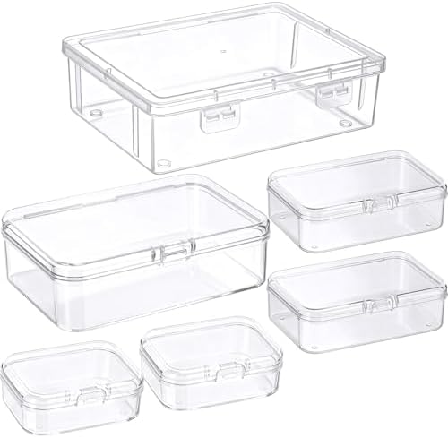 Jetec 6 Pieces Small Clear Plastic Storage Box, 4 Size by Jetec