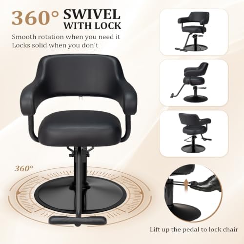 OmySalon Barber Chairs for Barbershop Dark Brown and Gold Styling Chair, Salon Chair for Hair Stylist Heavy Duty Hydraulic Pump, 360°Swivel with Footrest, Hairdressing Beauty Spa Braiding Equipment - Image 7