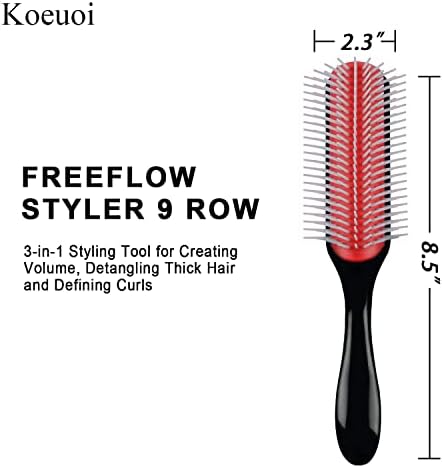 Classic Styling Curly Hair Brush. 9 Row Black Brush for Detangling, Separating, Shaping. For Women and Men Wet or Dry Hair. - Image 4