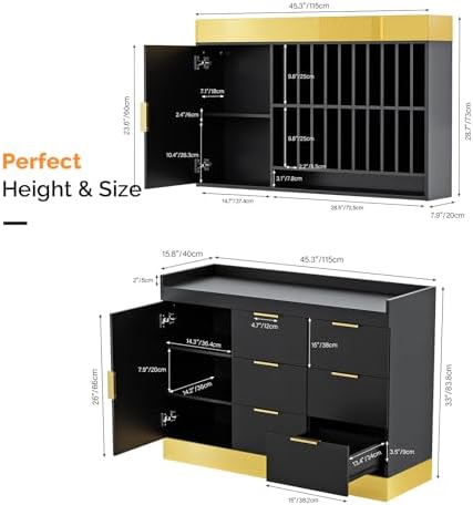 OmySalon Salon Staion Barber Color Bar, Hair Color Organizer Rack, Salon Hair Color Cabinet with Drawers & Adjustable Shelves, Wall Mounted Tube Storage Station for Salon Display, Black - Image 3