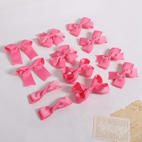 Everyday Hair Bows for Girls,12Pcs 3-Inch Hot Pink Boutique Grosgrain Ribbon Bow Alligator Clips Barrettes Valentines Dress Accessory Gift for Toddlers Teens Girls Kids Women - Image 2