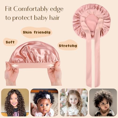 YANIBEST 2 PCS Soft Satin Bonnet, Overnight Protection, Kids Toddler Baby - Image 2