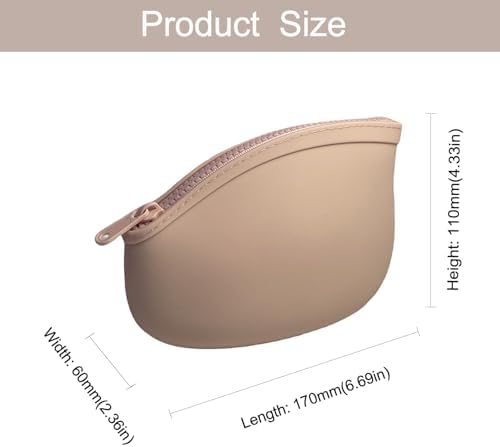 Small Makeup Bag Premium Silicone Purse Bag Multifunctional Essential Bag Zipper Pouch Water and Heat Resistant (Pink) - Image 5